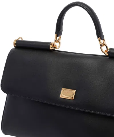 Dolce & Gabbana Black Handbag With Padlock Detail And Adjustable And Removable Shoulder Strap In Leather Woman