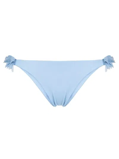 La Reveche Floral Detail Bikini Bottoms In Blue