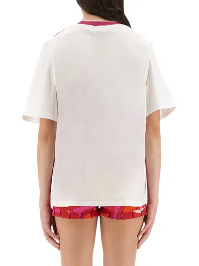 Pucci T-shirt With Colorful Iris Print And Crew Neck In Red
