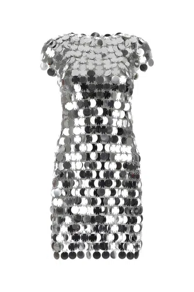 Rabanne Black Maxi Sequins Mini Dress In Gray