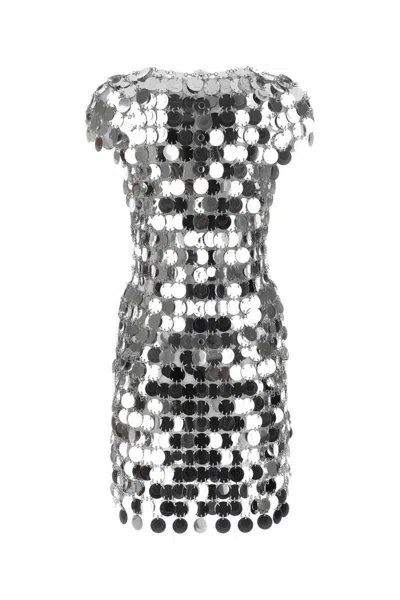 Rabanne Black Maxi Sequins Mini Dress In Gray