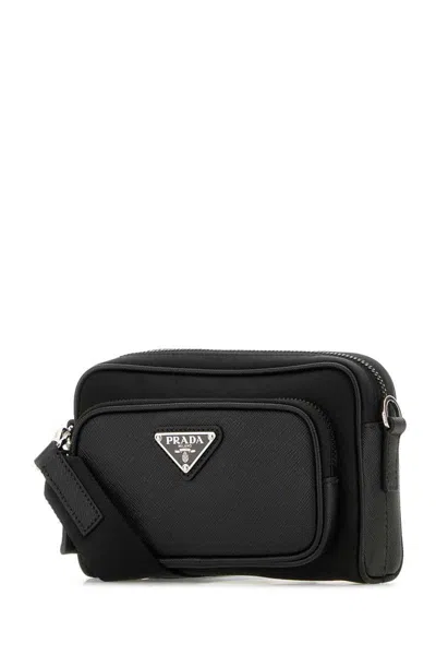 Prada Rectangular Nylon And Leather Crossbody Bag