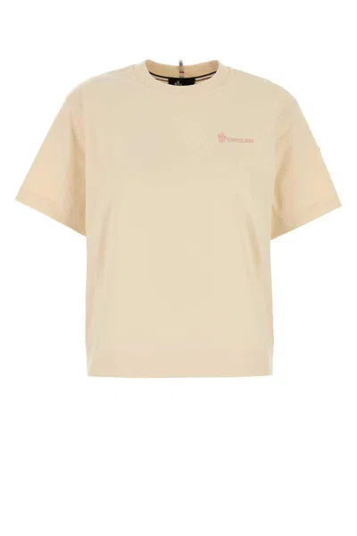 Moncler Grenoble White T-shirt With Logo Printed On The Front And Logo Patch On The Sleeve In Cotton In Neutral