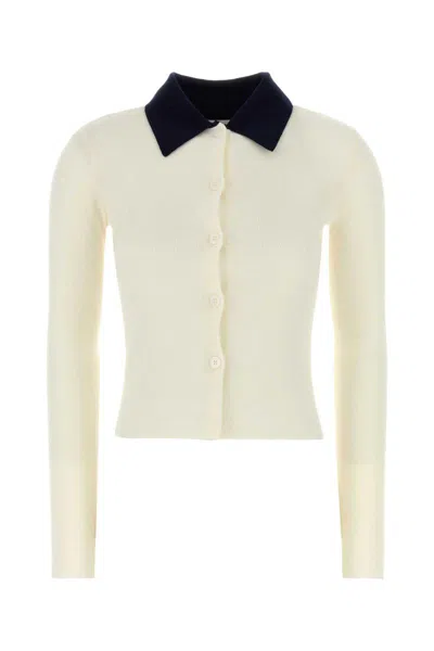 Self-portrait Self Portrait Women Wool Cardigan With Contrasting Collar In White