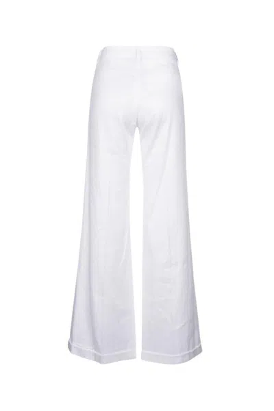 Jacob Cohen White Straight-leg Linen-blend Trousers