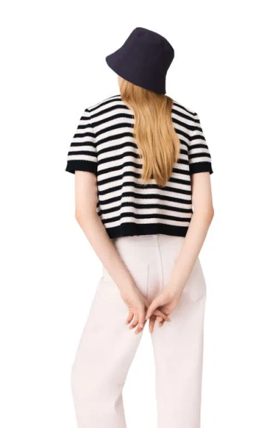 Maje Cropped Crochet Cardigan In Black