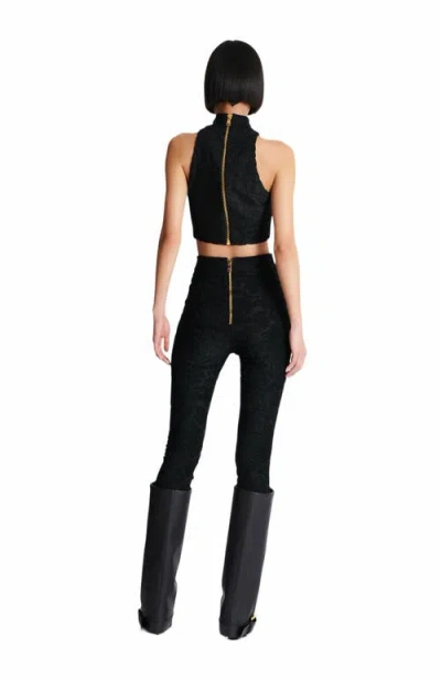 Balmain Halterneck Bouclette Baroque Top Buttons In Black