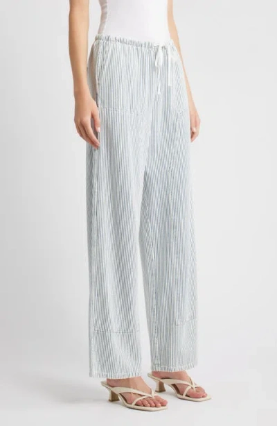 Rails Sanderson Stripe Wide Leg Cotton Blend Drawstring Pants In Gray