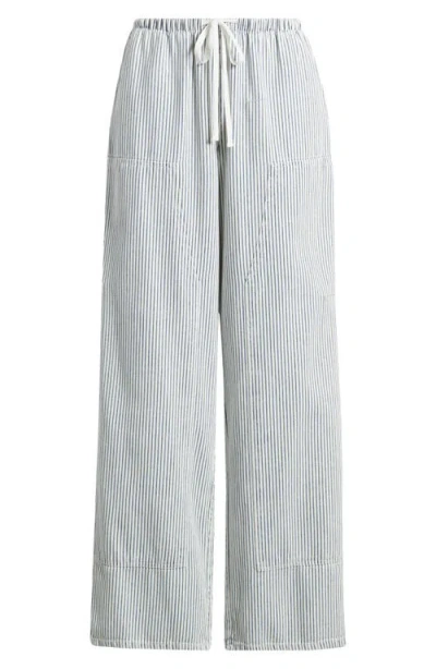 Rails Sanderson Stripe Wide Leg Cotton Blend Drawstring Pants In Gray