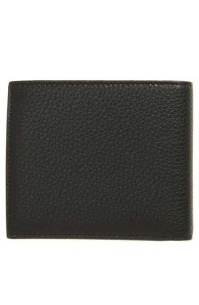 Balenciaga Men Black Bi-fold Wallet With Logo Lettering On The Front In Grained Leather Man