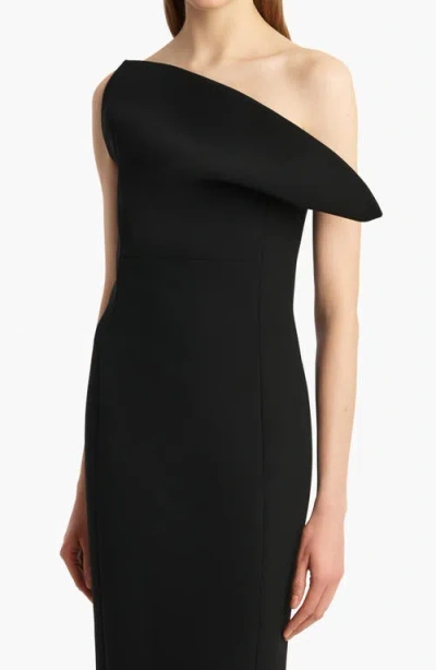 Khaite Sato One-shoulder Velvet Midi Dress In Black