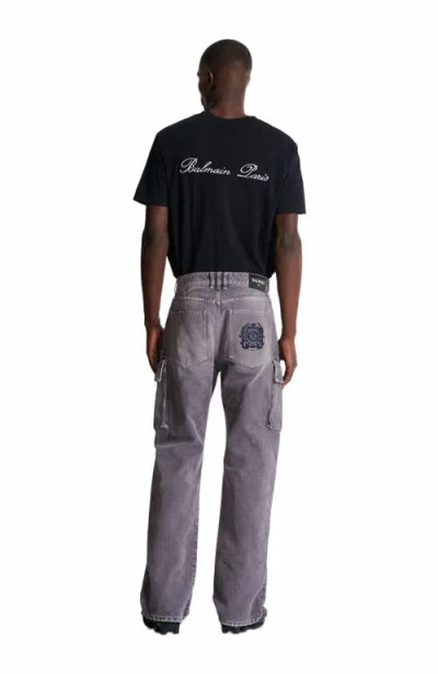 Balmain Cargo Straight Trousers Belt Loops In Purple