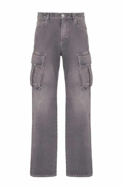 Balmain Cargo Straight Trousers Belt Loops In Purple