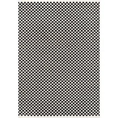 Jonathan Y Finn High-low Modern Minimalist Checkered Monotone Area Rug In Black