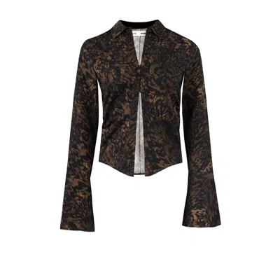 Pcfg Women's Black / Brown Your Itch  Fitted Shirt - Leopard