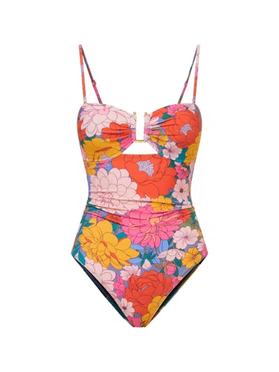 Change Of Scenery Women's Red / Pink / Purple Juliette One Piece In Zinnia Fields In Multi