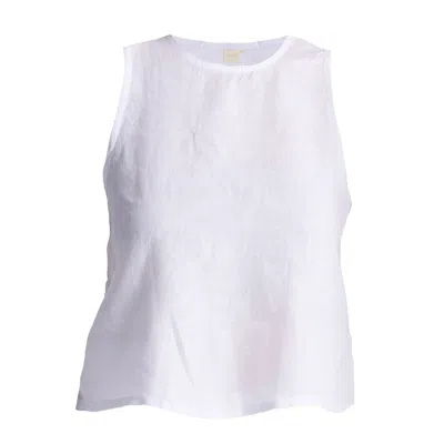 Reistor Button Back Embroidered Crop Top In White