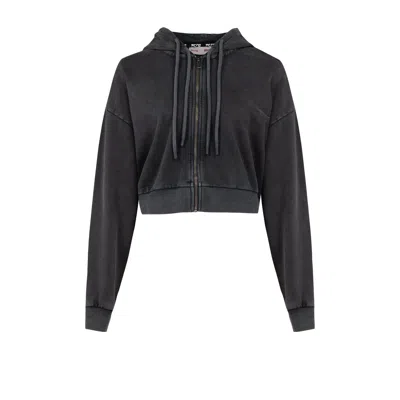 Pcfg Women's Grey Your Itch Acid Wash Zipped Hoody In Black