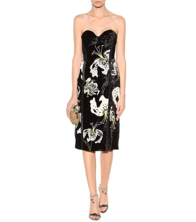 Shop Erdem Rebecca Embroidered Velvet Dress