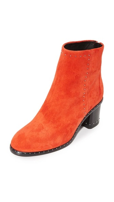 Rag & Bone Willow Studded Leather Ankle Boot In Red Suede