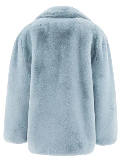 Pinko Alighieri Faux Fur Short Coat In Blue