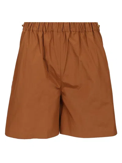 Max Mara Haway Mini Shorts With Side Drawstring In Brown