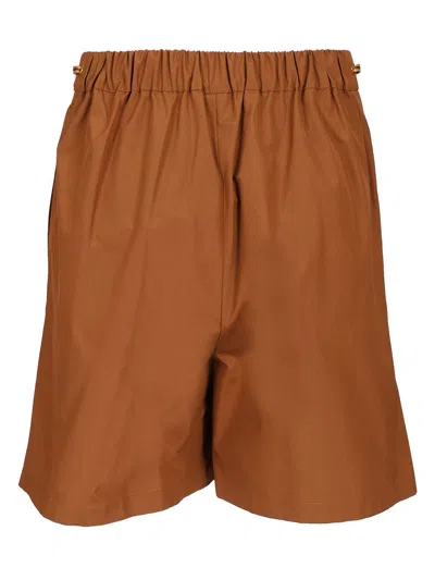 Max Mara Haway Mini Shorts With Side Drawstring In Brown
