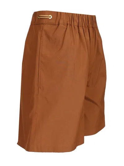 Max Mara Haway Mini Shorts With Side Drawstring In Brown