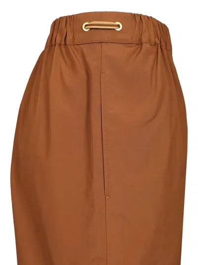 Max Mara Haway Mini Shorts With Side Drawstring In Brown