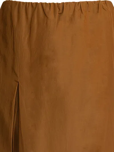 Loulou De Saison Carmen Cotton And Silk-blend Voile Midi Skirt In Orange