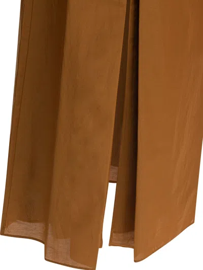 Loulou De Saison Carmen Cotton And Silk-blend Voile Midi Skirt In Orange