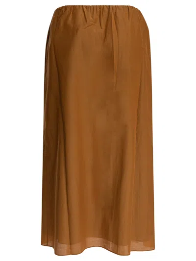 Loulou De Saison Carmen Cotton And Silk-blend Voile Midi Skirt In Orange