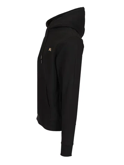 Burberry Men Black Sweatshirt With Ekd Embroidery On The Front And Logo Print On The Rear In Cotton In Black