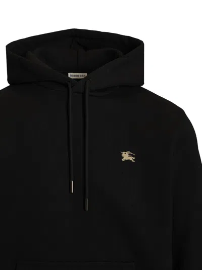 Burberry Men Black Sweatshirt With Ekd Embroidery On The Front And Logo Print On The Rear In Cotton In Black
