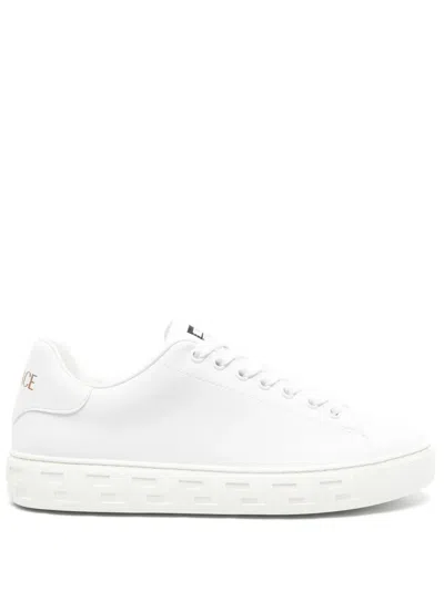 Versace Leather Sneakers With La Greca Motif