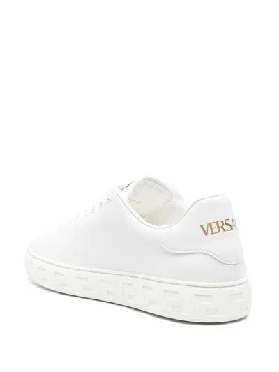 Versace Leather Sneakers With La Greca Motif