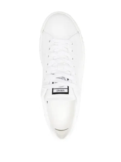 Versace Leather Sneakers With La Greca Motif