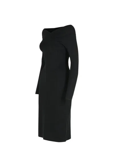 Stella Mccartney Viscose Blend Midi Dress With Exposed Shoulders