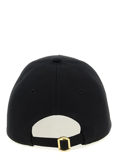 Valentino Garavani Cotton Baseball Cap With Embroidery And Curved Brim In Black