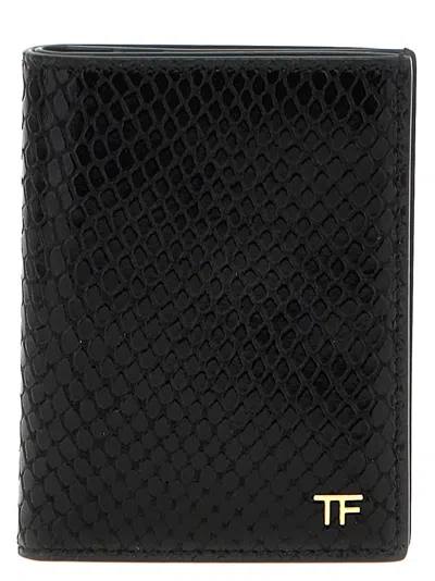 Tom Ford Snake Print Card Holder Wallets, Card Holders Brown