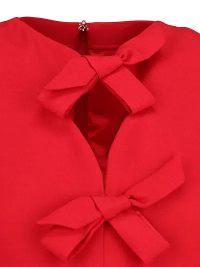 Valentino Garavani Bow Detail Crepe Couture Minidress In Red