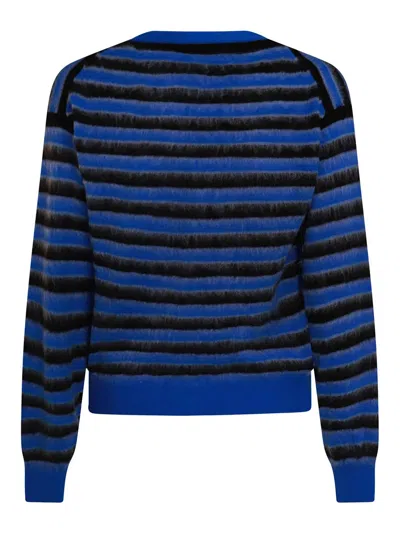Marni Striped Wool And Mohair Cardigan In Blue