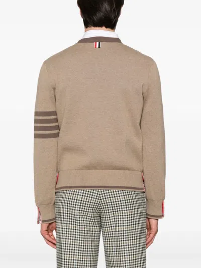 Thom Browne Milano Stitch Cotton Crewneck Sweater In Brown