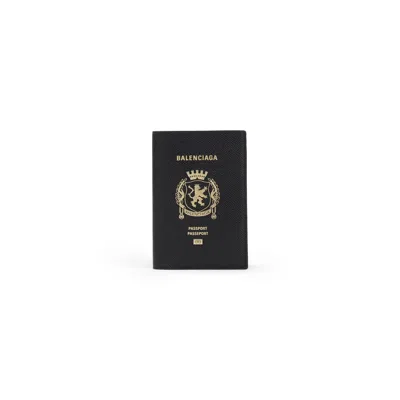 Balenciaga Black Leather Passport Holder In Black
