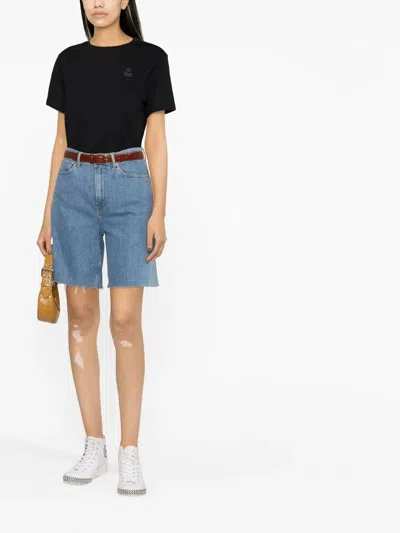 Isabel Marant Étoile Isabel Marant Etoile Aby Cotton T-shirt With Embroidered Logo In Black