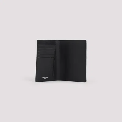 Balenciaga Black Leather Passport Holder In Black
