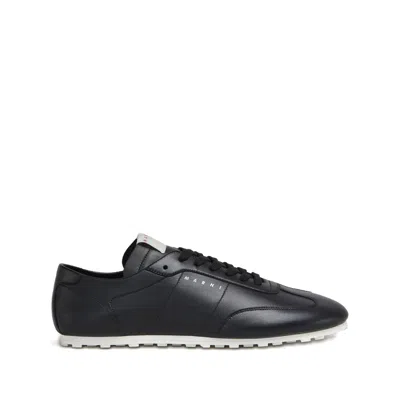 Marni Leather Low-top Sneakers And Contrasting Sole In Black