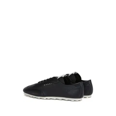 Marni Leather Low-top Sneakers And Contrasting Sole In Black