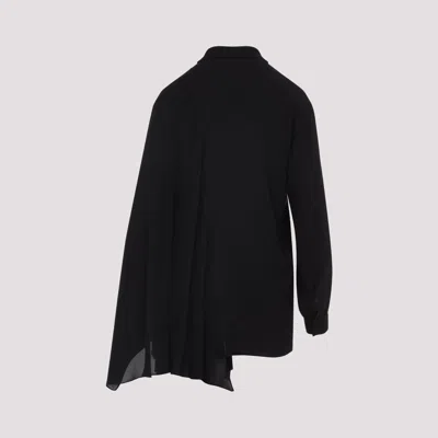 Balenciaga Black Blouse With Pussybow Collar And Asymmetric Design In Silk Woman In Black