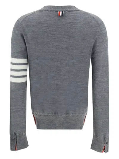 Thom Browne 4-bar Merino Wool Cardigan In Gray